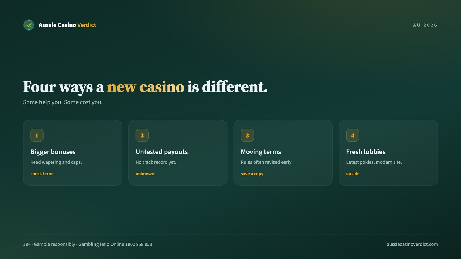 Four ways a new online casino differs: bigger bonuses, untested payouts, changing terms and fresh lobbies